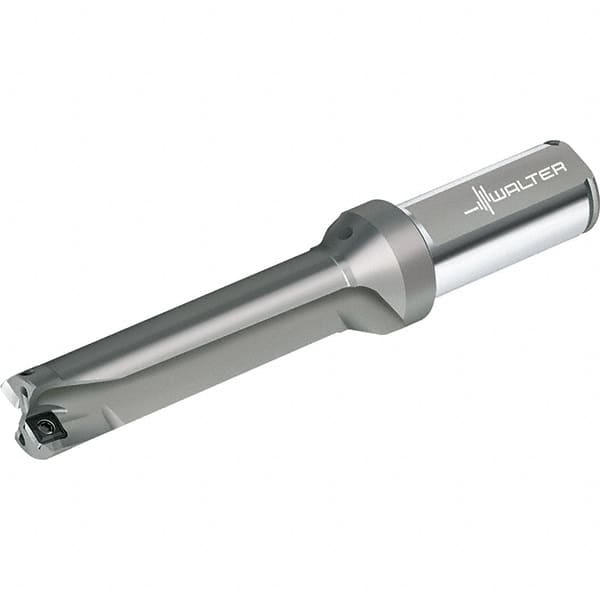 Walter - 76mm Max Drill Depth, 4xD, 19mm Diam, Indexable Insert Drill - 2 Inserts, 25mm Shank Diam, Straight Shank - Benchmark Tooling