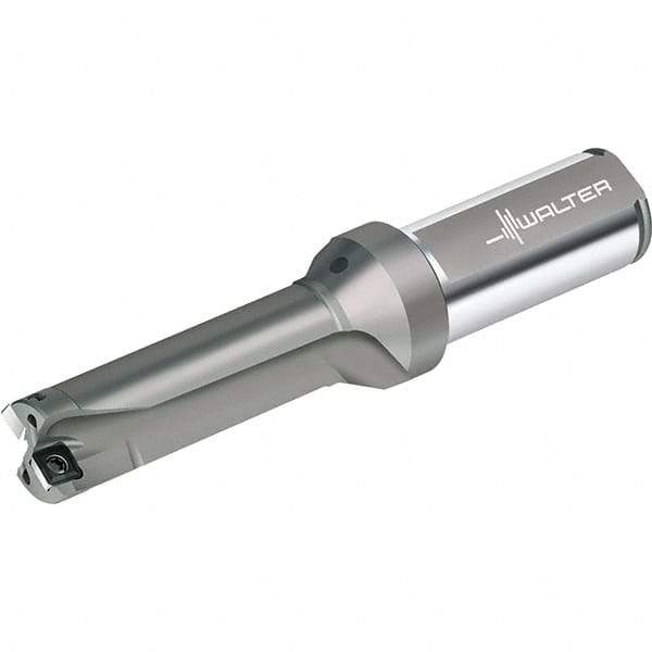 Walter - 75mm Max Drill Depth, 3xD, 25mm Diam, Indexable Insert Drill - 2 Inserts, 25mm Shank Diam, Straight Shank - Benchmark Tooling