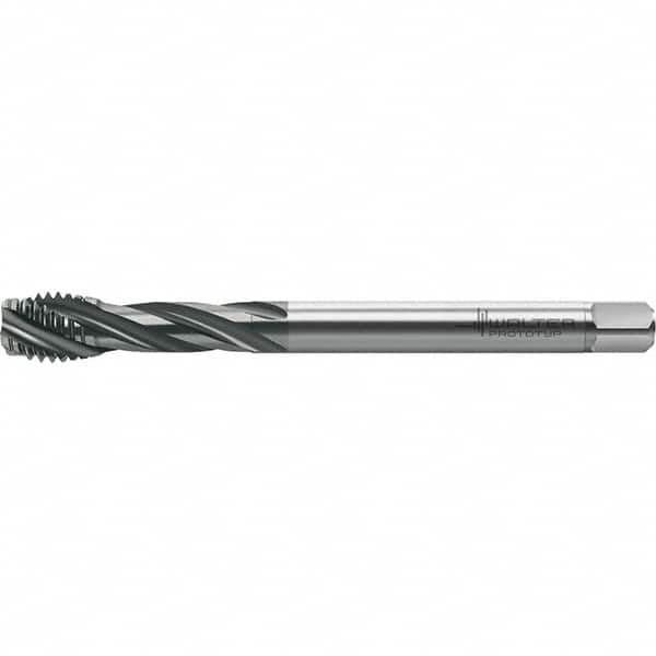 Walter-Prototyp - M14x2.00 Metric 4 Flute 6HX Semi-Bottoming Spiral Flute Tap - High Speed Steel, TiAlN Finish, 110mm OAL, Right Hand Flute, Right Hand Thread, Series TC121 - Exact Industrial Supply
