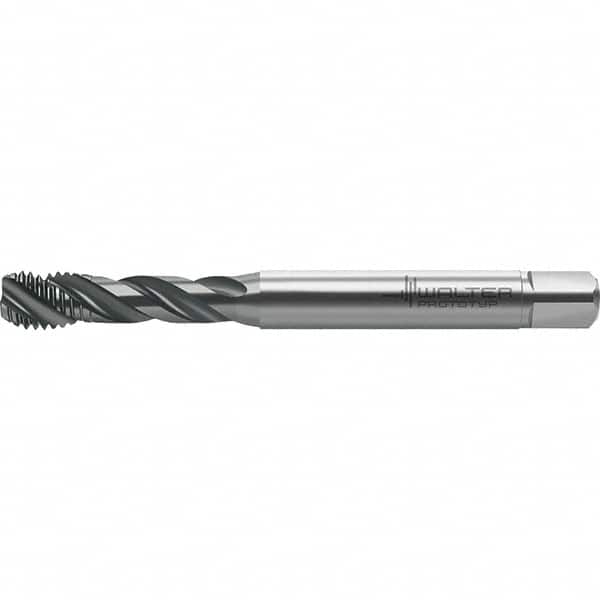 Walter-Prototyp - M5x0.80 Metric 3 Flute 6HX Semi-Bottoming Spiral Flute Tap - High Speed Steel, TiAlN Finish, 71.06mm OAL, Right Hand Flute, Right Hand Thread, Series TC121 - Exact Industrial Supply