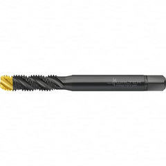 Walter-Prototyp - M4x0.70 Metric 3 Flute 6HX Semi-Bottoming Spiral Flute Tap - High Speed Steel, TiN Finish, 64.65mm OAL, Right Hand Flute, Right Hand Thread, Series TC120 - Exact Industrial Supply