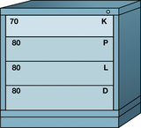 Table-Standard Cabinet - 4 Drawers - 30 x 28-1/4 x 30-1/8" - Multiple Drawer Access - Benchmark Tooling