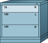 Table-Standard Cabinet - 3 Drawers - 30 x 28-1/4 x 30-1/8" - Multiple Drawer Access - Benchmark Tooling