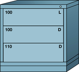 Table-Standard Cabinet - 3 Drawers - 30 x 28-1/4 x 30-1/8" - Single Drawer Access - Benchmark Tooling