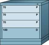 Table-Standard Cabinet - 4 Drawers - 30 x 28-1/4 x 30-1/8" - Multiple Drawer Access - Benchmark Tooling