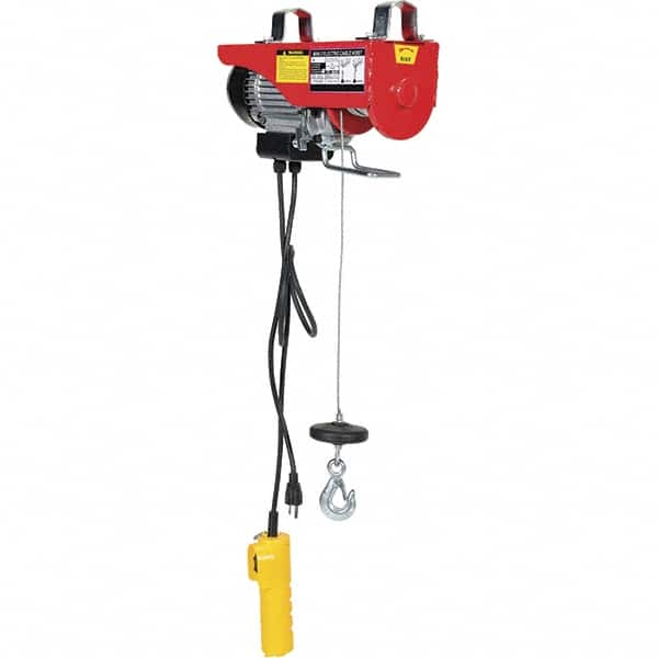 Vestil - 0.1 Ton Capacity, 30 FPM Lift Speed, 115 Volt, Cable Hoist Puller - 18 & 36' Max Lift - Benchmark Tooling