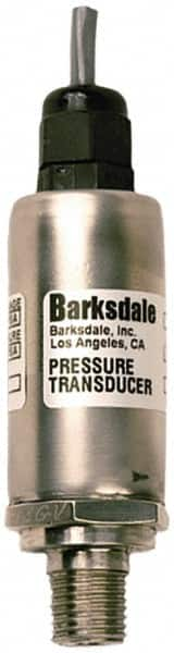 Barksdale - 60 Max psi, ±0.25% Accuracy, 1/4-18 NPT (Male) Connection Pressure Transducer - 100 mV Full Scale (10mV/V) Output Signal, Unshielded Jacketed Cable - 1m Wetted Parts, 1/4" Thread, -40 to 185°F, 15 Volts - Benchmark Tooling