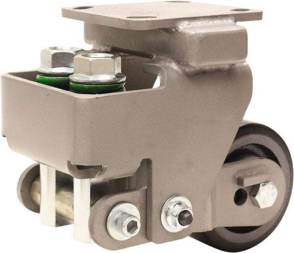 Hamilton - 4" Diam x 2" Wide, Polyurethane Mold on to Cast Iron Center Rigid Caster - 750 Lb Capacity, Top Plate Mount, 4" x 4-1/2" Plate, Sealed Precision Ball Bearing Bearing - Benchmark Tooling