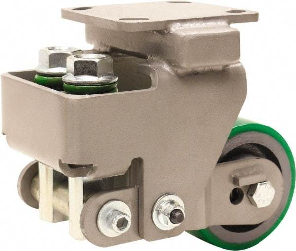 Hamilton - 4" Diam x 2" Wide, Polyurethane Mold on to Cast Iron Center Rigid Caster - 450 Lb Capacity, Top Plate Mount, 4" x 4-1/2" Plate, Sealed Precision Ball Bearing Bearing - Benchmark Tooling