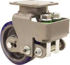 Hamilton - 6" Diam x 2" Wide, Polyurethane Mold on to Cast Iron Center Swivel Caster - 960 Lb Capacity, Top Plate Mount, 4" x 5" Plate, Sealed Precision Ball Bearing Bearing - Benchmark Tooling