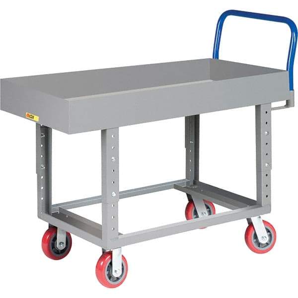 Little Giant - 2,000 Lb Capacity Steel Platform Truck - Steel Deck, 24" OAW, 49-1/2" Platform Length, Polyurethane Casters - Benchmark Tooling