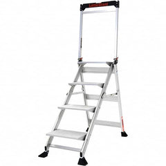 Little Giant Ladder - 4 Steps, 4' High, Type IAA Rating, Aluminum Step Stand - 375 Lb Capacity, 21-1/2" Base Width - Benchmark Tooling