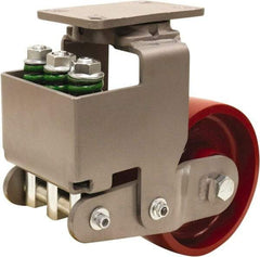 Hamilton - 8" Diam x 3" Wide, Cast Iron Swivel Caster - 2,600 Lb Capacity, Top Plate Mount, 4-1/2" x 6-1/2" Plate, Sealed Precision Ball Bearing Bearing - Benchmark Tooling