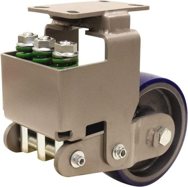 Hamilton - 8" Diam x 3" Wide, Polyurethane Mold on to Cast Iron Center Rigid Caster - 2,000 Lb Capacity, Top Plate Mount, 4-1/2" x 6-1/2" Plate, Sealed Precision Ball Bearing Bearing - Benchmark Tooling