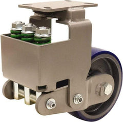 Hamilton - 8" Diam x 3" Wide, Polyurethane Mold on to Cast Iron Center Rigid Caster - 2,000 Lb Capacity, Top Plate Mount, 4-1/2" x 6-1/2" Plate, Sealed Precision Ball Bearing Bearing - Benchmark Tooling