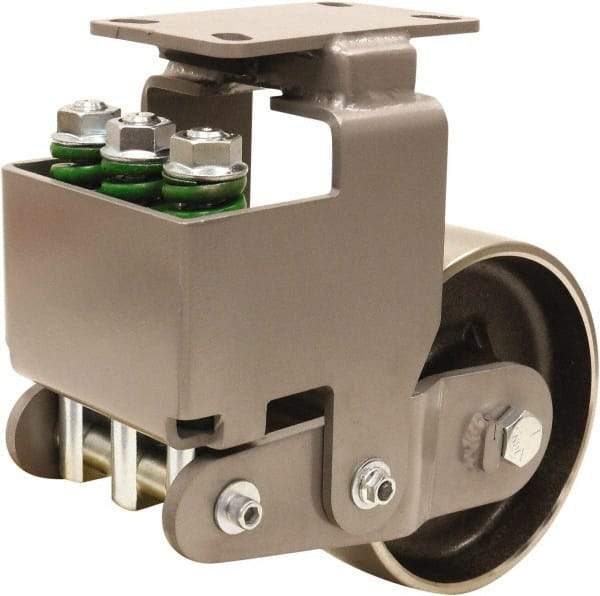 Hamilton - 8" Diam x 3" Wide, Drop Forged Steel Rigid Caster - 3,145 Lb Capacity, Top Plate Mount, 4-1/2" x 6-1/2" Plate, Sealed Precision Ball Bearing Bearing - Benchmark Tooling