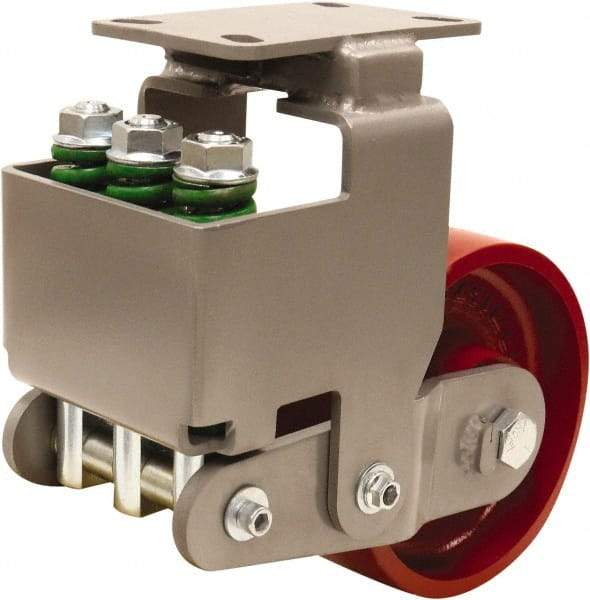 Hamilton - 8" Diam x 3" Wide, Cast Iron Rigid Caster - 2,600 Lb Capacity, Top Plate Mount, 4-1/2" x 6-1/2" Plate, Sealed Precision Ball Bearing Bearing - Benchmark Tooling