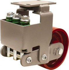 Hamilton - 8" Diam x 3" Wide, Cast Iron Rigid Caster - 2,600 Lb Capacity, Top Plate Mount, 4-1/2" x 6-1/2" Plate, Sealed Precision Ball Bearing Bearing - Benchmark Tooling