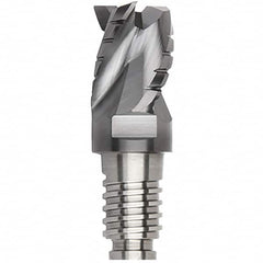 Kennametal - 20mm Diam, 15mm LOC, 3 Flute, 0.4mm Corner Radius End Mill Head - Solid Carbide, AlTiN Finish, Duo-Lock 20 Connection, Spiral Flute, 35° Helix, Centercutting - Benchmark Tooling