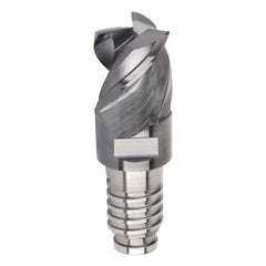 Kennametal - 12mm Diam, 9mm LOC, 3 Flute, 0.4mm Corner Radius End Mill Head - Solid Carbide, AlTiN Finish, Duo-Lock 12 Connection, Spiral Flute, 42, 45 & 48° Helix, Centercutting - Benchmark Tooling