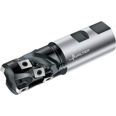 Walter - 25mm Cut Diam, 32mm Max Depth of Cut, 25mm Shank Diam, 100mm OAL, Indexable Square Shoulder End Mill - Weldon Shank, 0° Lead Angle, Through Coolant, Series F5038-W - Benchmark Tooling