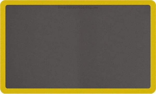 Smart Step - 5' Long x 3' Wide, Dry Environment, Anti-Fatigue Matting - Gray with Yellow Borders, Urethane with Urethane Sponge Base, Beveled on All 4 Sides - Benchmark Tooling