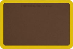 Smart Step - 3' Long x 2' Wide, Dry Environment, Anti-Fatigue Matting - Brown with Yellow Borders, Urethane with Urethane Sponge Base, Beveled on All 4 Sides - Benchmark Tooling