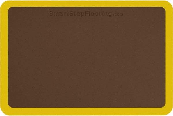 Smart Step - 3' Long x 2' Wide, Dry Environment, Anti-Fatigue Matting - Brown with Yellow Borders, Urethane with Urethane Sponge Base, Beveled on All 4 Sides - Benchmark Tooling