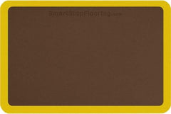 Smart Step - 3' Long x 2' Wide, Dry Environment, Anti-Fatigue Matting - Brown with Yellow Borders, Urethane with Urethane Sponge Base, Beveled on All 4 Sides - Benchmark Tooling