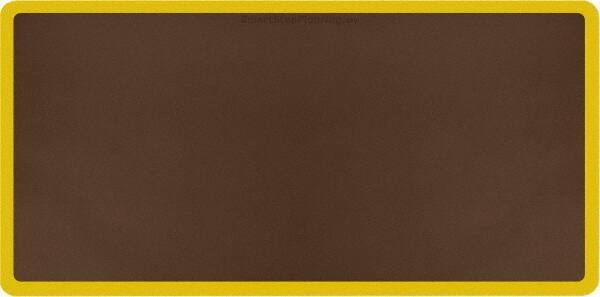 Smart Step - 6' Long x 3' Wide, Dry Environment, Anti-Fatigue Matting - Brown with Yellow Borders, Urethane with Urethane Sponge Base, Beveled on All 4 Sides - Benchmark Tooling