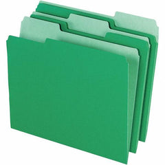 Pendaflex - 11-5/8 x 9-1/2", Letter Size, Green/Light Green, File Folders with Top Tab - 11 Point Stock, Assorted Tab Cut Location - Benchmark Tooling