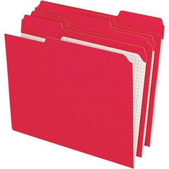 Pendaflex - 11-5/8 x 9-1/2", Letter Size, Red, File Folders with Top Tab - 11 Point Stock, Assorted Tab Cut Location - Benchmark Tooling