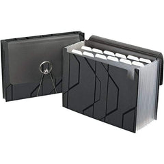 Pendaflex - 11-3/4 x 9-1/2", Letter Size, Black, Expandable File Folders with Elastic Cord Closure - 1/6 Tab Cut Location - Benchmark Tooling