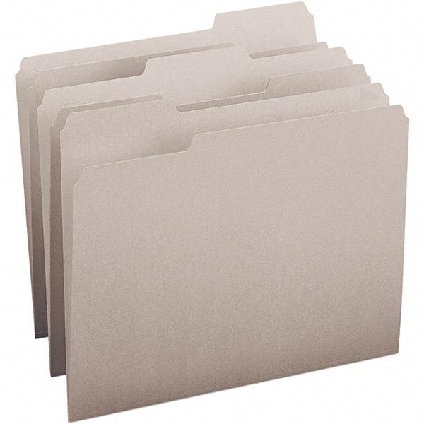 SMEAD - 11-5/8 x 9-1/2", Letter Size, Gray, File Folders with Top Tab - 11 Point Stock, Assorted Tab Cut Location - Benchmark Tooling