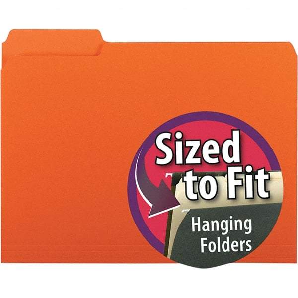 SMEAD - 11-5/8 x 9-3/16", Letter Size, Orange, File Folders with Top Tab - 11 Point Stock, Assorted Tab Cut Location - Benchmark Tooling