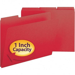 SMEAD - 11-3/4 x 9-1/2", Letter Size, Bright Red, File Folders with Top Tab - 23 Point Stock, Assorted Tab Cut Location - Benchmark Tooling