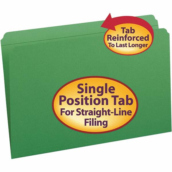 SMEAD - 14-3/4 x 9-1/2", Legal, Green, File Folders with Top Tab - 11 Point Stock, Straight Tab Cut Location - Benchmark Tooling