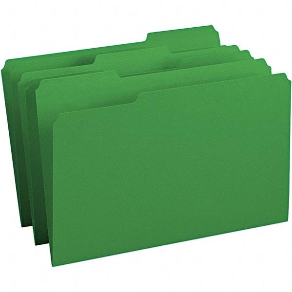 SMEAD - 14-3/4 x 9-1/2", Legal, Green, File Folders with Top Tab - 11 Point Stock, Assorted Tab Cut Location - Benchmark Tooling