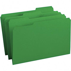 SMEAD - 14-3/4 x 9-1/2", Legal, Green, File Folders with Top Tab - 11 Point Stock, Assorted Tab Cut Location - Benchmark Tooling