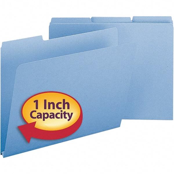 SMEAD - 11-3/4 x 9-1/2", Letter Size, Blue, File Folders with Top Tab - 23 Point Stock, Assorted Tab Cut Location - Benchmark Tooling