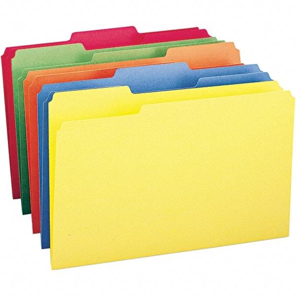 SMEAD - 14-3/4 x 9-1/2", Legal, Assorted Colors, File Folders with Top Tab - 11 Point Stock, Assorted Tab Cut Location - Benchmark Tooling