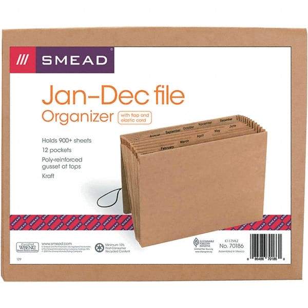 SMEAD - 12 x 10", Letter Size, Kraft, Expansion Folders - Assorted Tab Cut Location - Benchmark Tooling