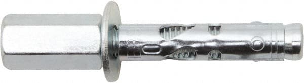 Powers Fasteners - 3/8" Diam, 3/8" Drill, 1-7/8" OAL, 2" Min Embedment Sleeve Concrete Anchor - 1018 Steel, Zinc-Plated Finish, Hex Head, Hex Drive, 1-7/8" Thread Length - Benchmark Tooling