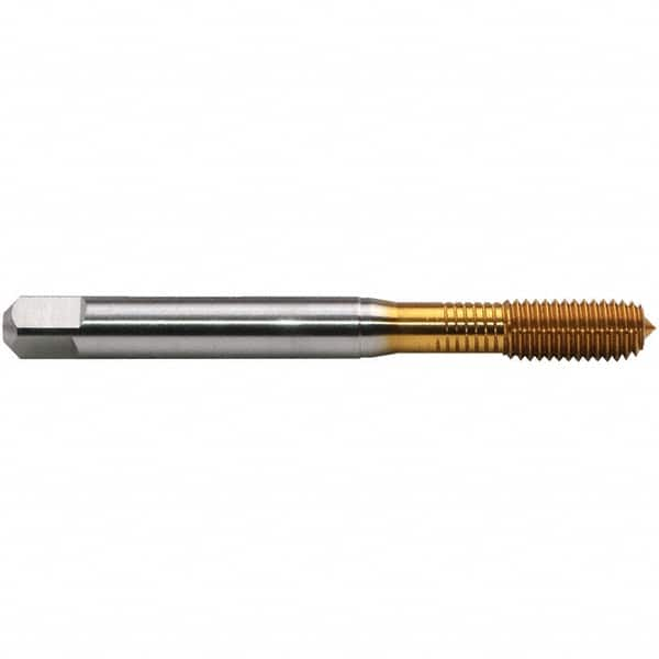 Emuge - 1/4-28 LK-UNF BT Bottoming Thread Forming Tap - High Speed Steel, TiN Finish, 3.15" OAL, 0.669" Thread Length, Right Hand Thread, Series BU93F300 - Benchmark Tooling