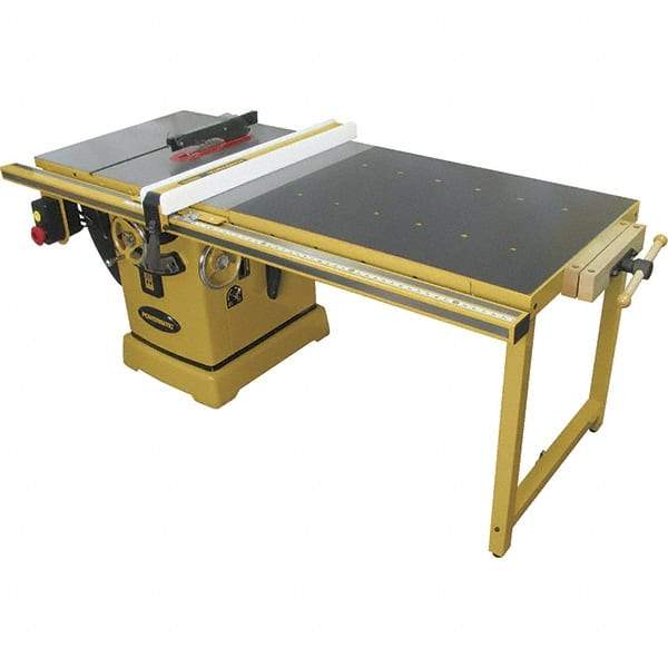 Jet - 10" Blade Diam, 5/8" Arbor Diam, 3 Phase Table Saw - 5 hp, 230/460 Volt, 11-1/4" Cutting Depth - Benchmark Tooling