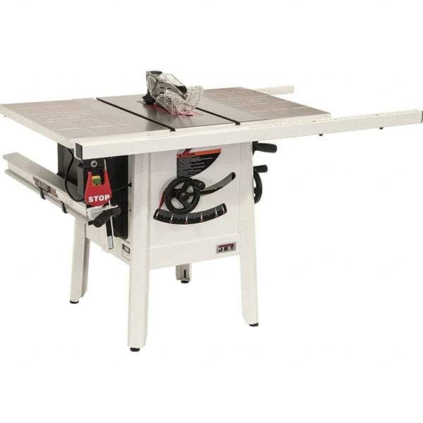 Jet - 10" Blade Diam, 5/8" Arbor Diam, 1 Phase Table Saw - 1-3/4 hp, 27" Wide, 115 Volt, 3-1/8" Cutting Depth - Benchmark Tooling