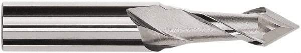Magafor - 1.2mm Diam, 0.095" LOC, 2 Flute, 60° Point Angle, Solid Carbide Drill Mill - Bright Finish, 1-1/2" OAL, 0.118" Shank Diam - Benchmark Tooling
