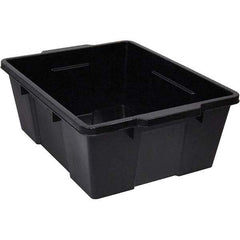 Quantum Storage - 50 Lb Load Capacity Black Polypropylene Tote Container - Stacking, Nesting, 7.8" Long x 15.9" Wide x 21" High - Benchmark Tooling