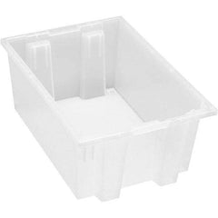 Quantum Storage - 65 Lb Load Capacity Clear Polypropylene Tote Container - Stacking, Nesting, 8" Long x 13-1/2" Wide x 19-1/2" High - Benchmark Tooling