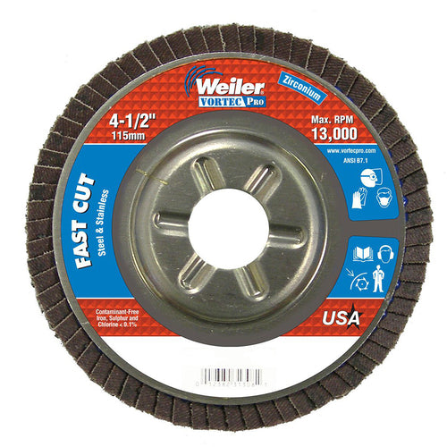 ‎4-1/2″ Vortec Pro Abrasive Flap Disc, Angled, Aluminum Backing, 60Z, 7/8″ Arbor Hole - Benchmark Tooling